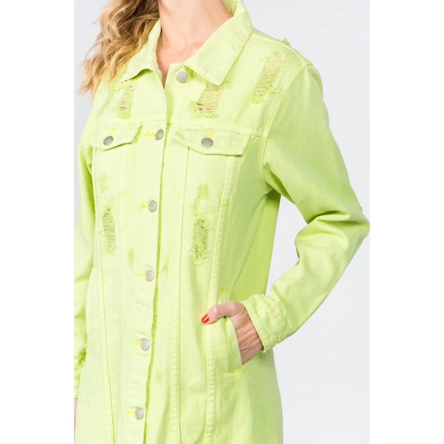 American Bazi Button Up Distressed Denim Dress
