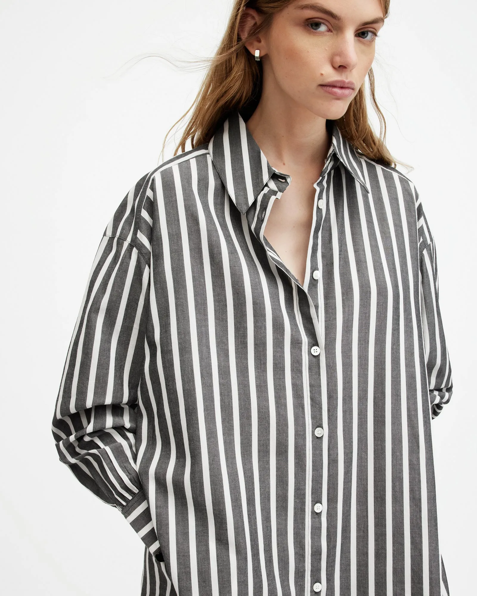 Ani Striped Maxi Shirt Dress