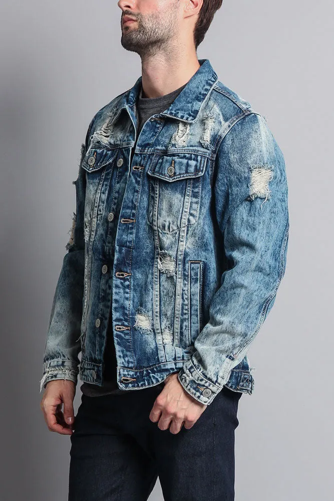 Distressed Scribble Denim Jacket