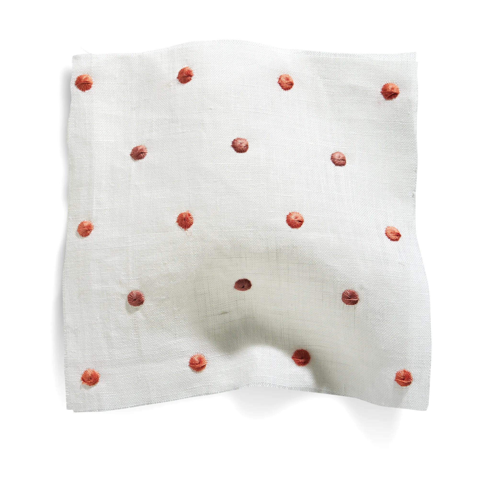 Embroidered Dots Sheer Fabric in Ivory/Rose