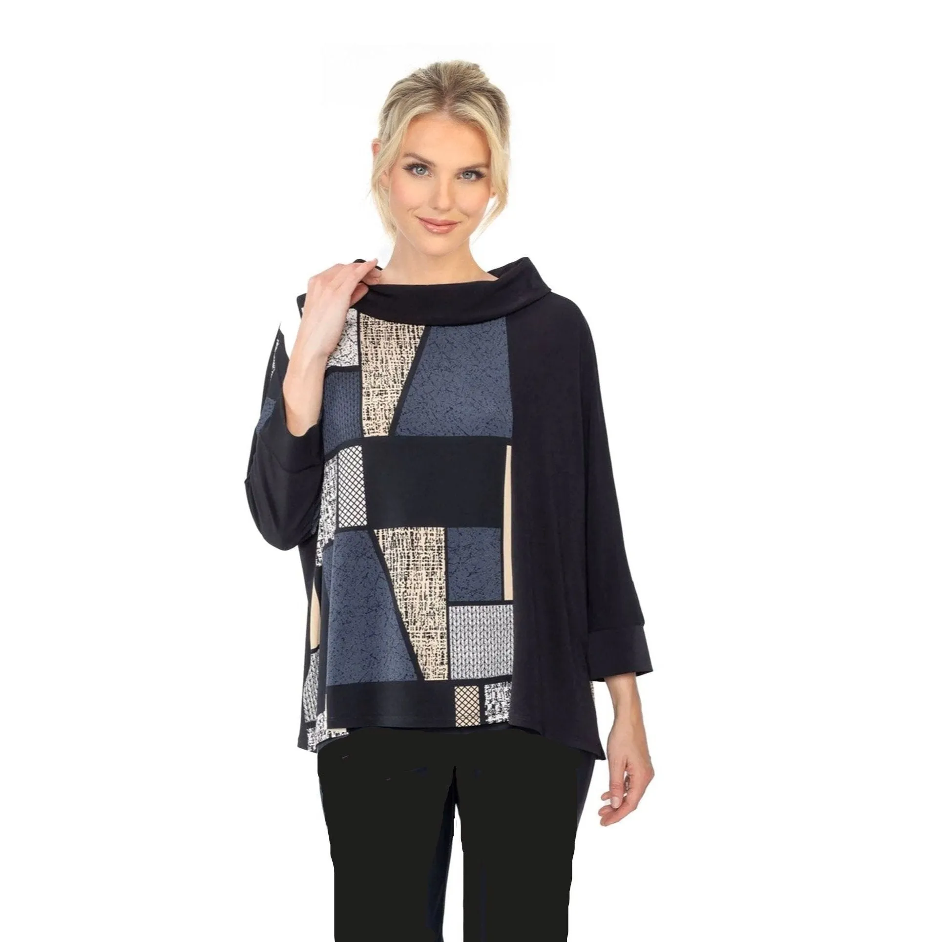 IC Collection Colorblock Mixed-Print Tunic Top - 4922T-TP - Size. L