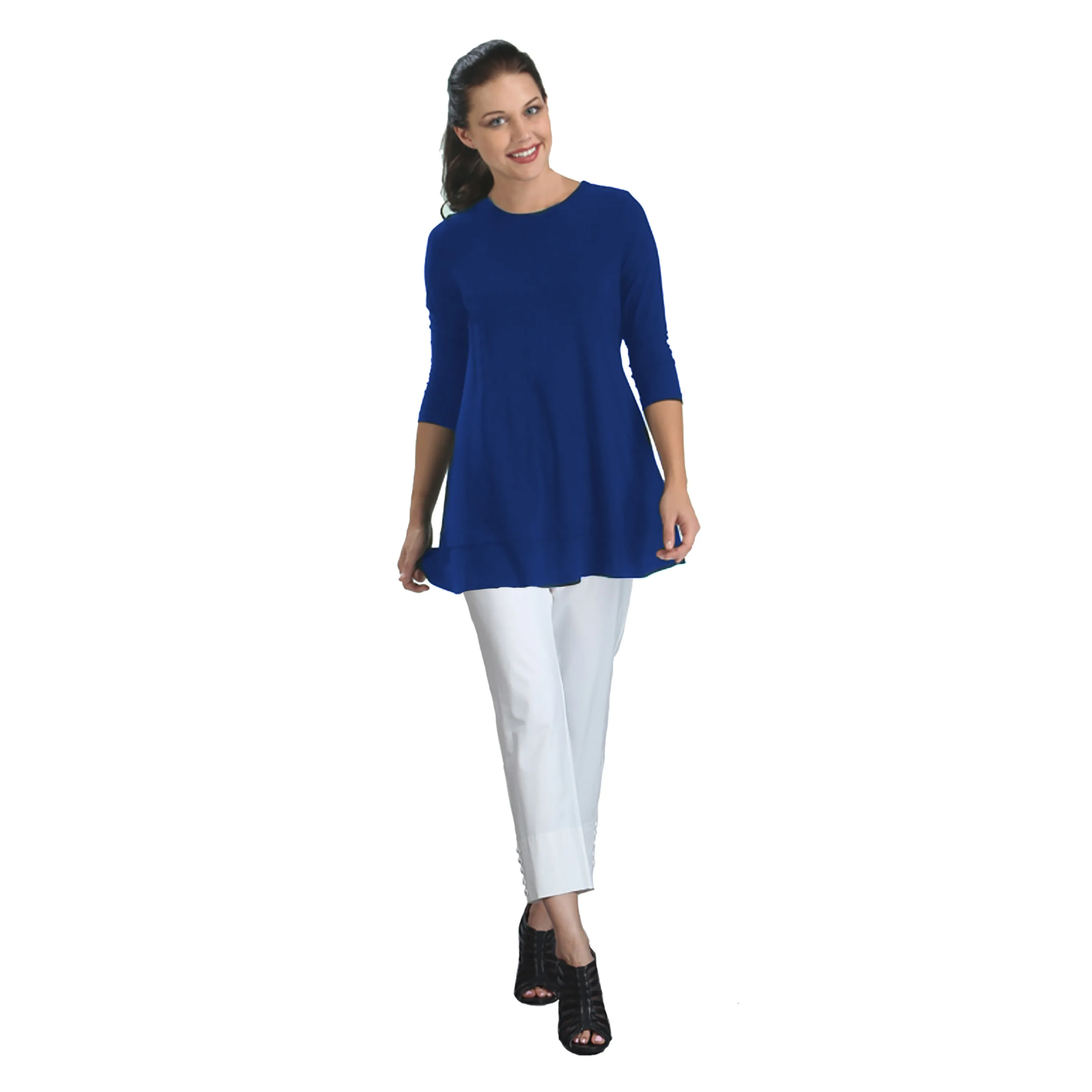 IC Collection Stretch Knit Basic Tunic in Royal Blue - 1484-BLU