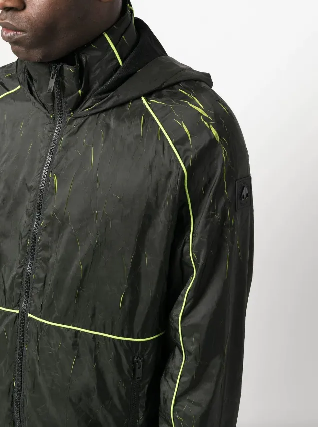 Moose Knuckles fluorescent-stripe lightweight jacket