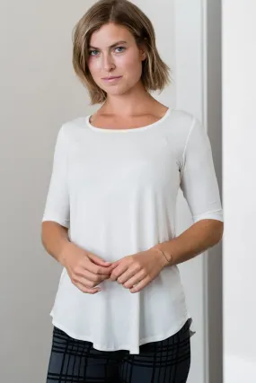 Sandy Relaxed Fit Scoop Neck Short Sleeve Top in Natural