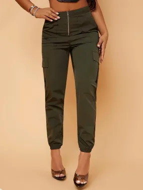 Zip Up Pocket Side Cargo Pants